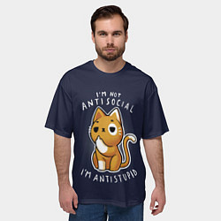 Футболка оверсайз мужская I am not antisocial, I AM ANTISTUPID, цвет: 3D-принт — фото 2
