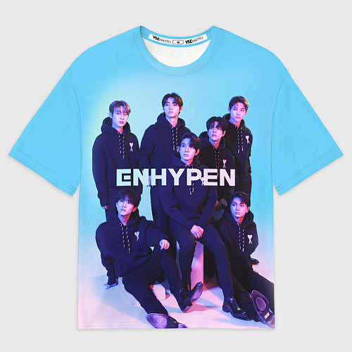 Мужская футболка оверсайз ENHYPEN: Хисын, Джей, Джейк, Сонхун, Сону, Чонвон, / 3D-принт – фото 1