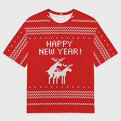 Мужская футболка оверсайз Свитер - вязаные олени