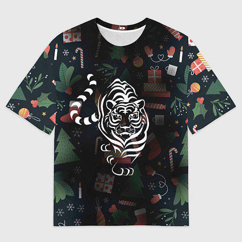 Мужская футболка оверсайз Новый год 2022 тигр / 3D-принт – фото 1