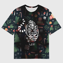 Мужская футболка оверсайз Новый год 2022 тигр
