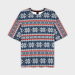 Мужская футболка оверсайз Knitted Christmas Pattern
