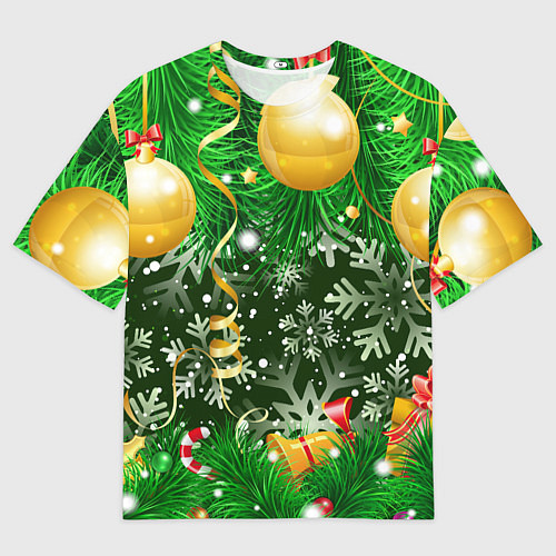 Мужская футболка оверсайз Новогоднее Настроение Елка / 3D-принт – фото 1
