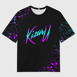 Мужская футболка оверсайз КИЗАРУ НЕОН ЛОГО KIZARU NEON