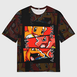 Мужская футболка оверсайз РЫЖИЙ ДРАКОН ПОКЕМОНЫ ЧАРМАНДЕР