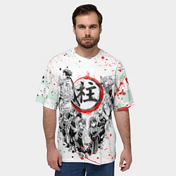 Футболка оверсайз мужская КЛИНОК РАССЕКАЮЩИЙ ДЕМОНОВ, БРЫЗГИ КРАСОК, цвет: 3D-принт — фото 2