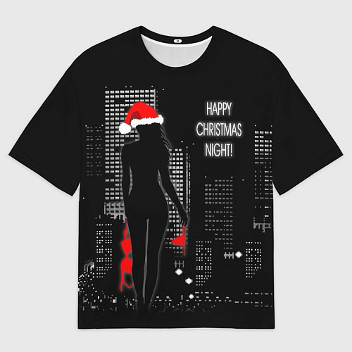 Мужская футболка оверсайз Happy Christmas Night! / 3D-принт – фото 1