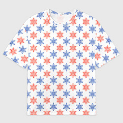 Мужская футболка оверсайз Снежинки паттернsnowflakes pattern