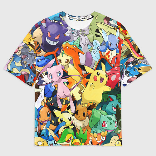 Мужская футболка оверсайз АНИМЕ, ПОКЕМОНЫ ВСЕ ПЕРСОНАЖИ POKEMON / 3D-принт – фото 1