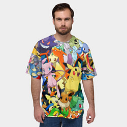 Футболка оверсайз мужская АНИМЕ, ПОКЕМОНЫ ВСЕ ПЕРСОНАЖИ POKEMON, цвет: 3D-принт — фото 2
