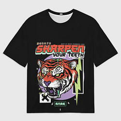 Мужская футболка оверсайз Поточи зубки тигр 2022