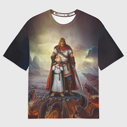 Мужская футболка оверсайз Славянский Воин Защитник