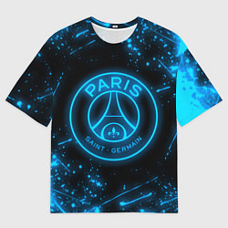 Мужская футболка оверсайз PSG NEON STYLE SPORT ПСГ НЕОН