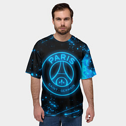 Футболка оверсайз мужская PSG NEON STYLE SPORT ПСГ НЕОН, цвет: 3D-принт — фото 2