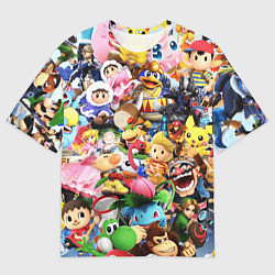Футболка оверсайз мужская SUPER SMASH BROS ГЕРОИ ИГРЫ, цвет: 3D-принт