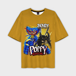 Мужская футболка оверсайз POPPY PLAYTIME AND BENDY AND THE INK MACHINE