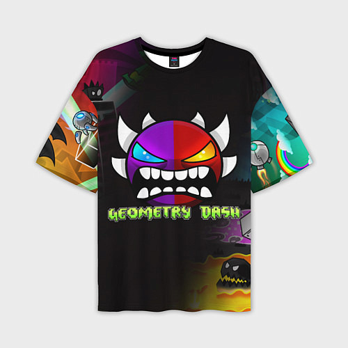 Мужская футболка оверсайз Geometry Dash: Demon Art / 3D-принт – фото 1