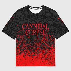 Мужская футболка оверсайз CANNIBAL CORPSE, БРЫЗГИ КРАСОК ЧЕРЕПА