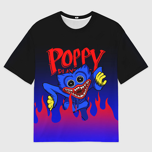 Мужская футболка оверсайз POPPY PLAYTIME ПОППИ ПЛЕЙТАЙМ ХАГГИ ВАГГИ FIRE / 3D-принт – фото 1