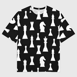 Мужская футболка оверсайз Белые шахматные фигуры
