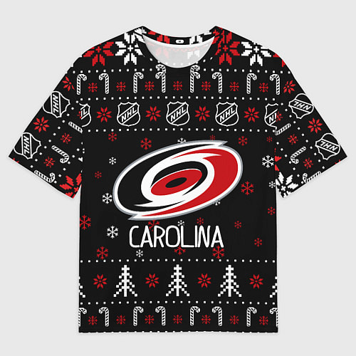 Мужская футболка оверсайз Каролина Харрикейнз Новогодний / 3D-принт – фото 1
