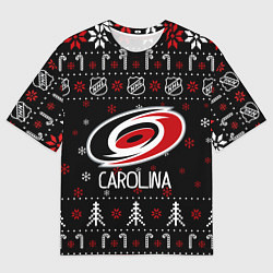 Футболка оверсайз мужская Каролина Харрикейнз Новогодний, цвет: 3D-принт