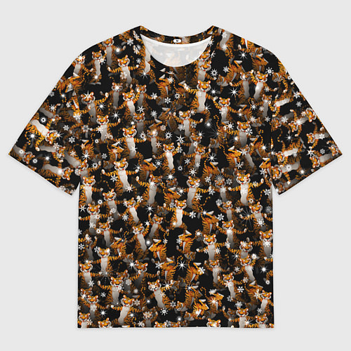 Мужская футболка оверсайз Тигры пляшут Новый Год / 3D-принт – фото 1