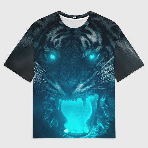 Мужская футболка оверсайз Неоновый водяной тигр 2022 / 3D-принт – фото 1