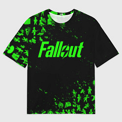Мужская футболка оверсайз FALLOUT ПУПСЫ ПАТТЕРН ЗЕЛЁНЫЙ ЯДЕРНАЯ ЗИМА