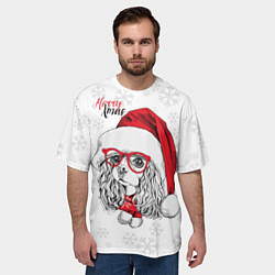 Футболка оверсайз мужская Happy Christmas: кокер спаниель, цвет: 3D-принт — фото 2