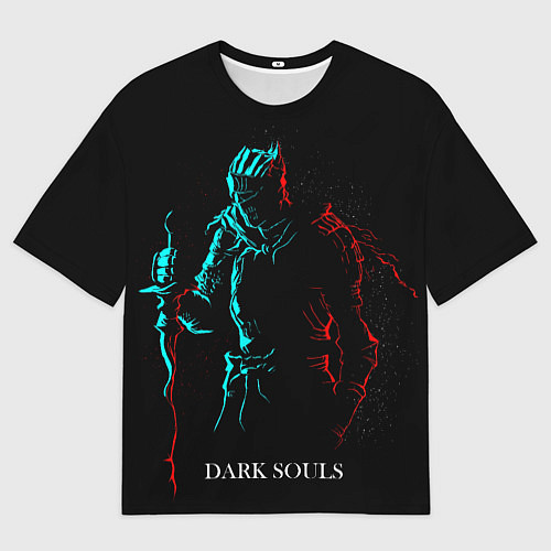 Мужская футболка оверсайз Dark Souls NEON Силуэт / 3D-принт – фото 1