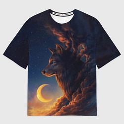 Футболка оверсайз мужская Ночной Волк Night Wolf, цвет: 3D-принт