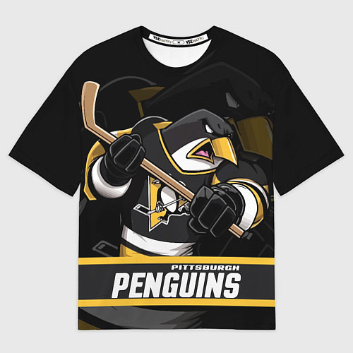 Мужская футболка оверсайз Питтсбург Пингвинз, Pittsburgh Penguins / 3D-принт – фото 1