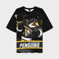 Футболка оверсайз мужская Питтсбург Пингвинз, Pittsburgh Penguins, цвет: 3D-принт
