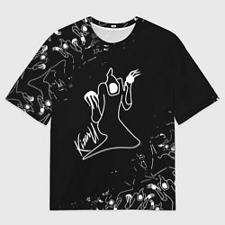 Мужская футболка оверсайз KIZARU ПРИЗРАК ЛОГО БЕЛЫЙ