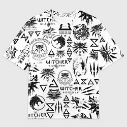 Футболка оверсайз мужская THE WITCHER LOGOBOMBING ЧЁРНО БЕЛЫЙ ВЕДЬМАК ПАТТЕР, цвет: 3D-принт