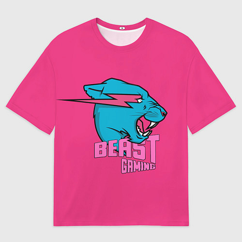 Мужская футболка оверсайз Mr Beast Gaming Full Print Pink edition / 3D-принт – фото 1
