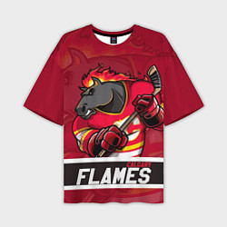 Футболка оверсайз мужская Калгари Флэймз, Calgary Flames, цвет: 3D-принт