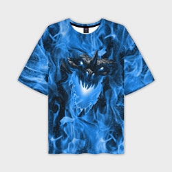 Футболка оверсайз мужская Дракон в синем пламени Dragon in blue flame, цвет: 3D-принт