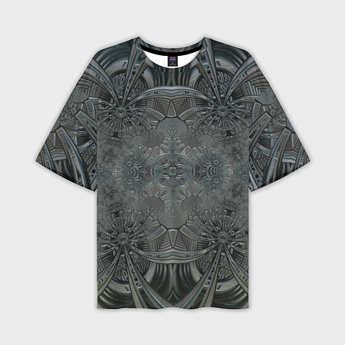 Мужская футболка оверсайз Коллекция Фрактальная мозаика Серо-голубой 292-4 / 3D-принт – фото 1