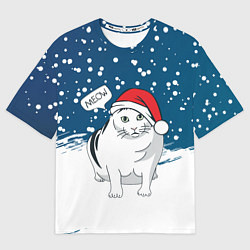 Мужская футболка оверсайз НОВОГОДНИЙ КОТ БЕНДЕР МЕМ