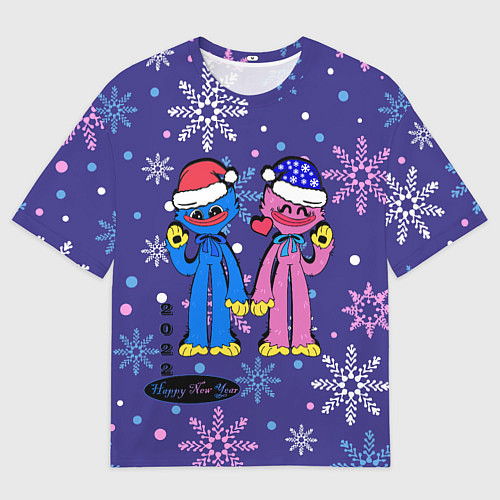 Мужская футболка оверсайз New Year Huggy WuggyKissy Missy / 3D-принт – фото 1