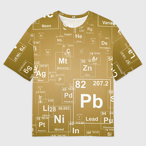 Мужская футболка оверсайз Pb - таблица Менделеева / 3D-принт – фото 1