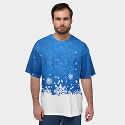 Футболка оверсайз мужская Снежинки - С Новым Годом, цвет: 3D-принт — фото 2