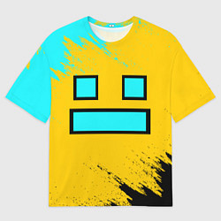 Мужская футболка оверсайз GEOMETRY DASH SMILE БРЫЗГИ КРАСОК
