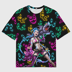 Мужская футболка оверсайз JINX ARCANE NEON MEOW! LOL