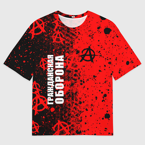 Мужская футболка оверсайз ГРАЖДАНСКАЯ ОБОРОНА ПАТТЕРН АНАРХИИ / 3D-принт – фото 1