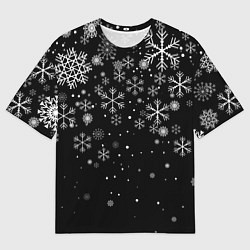 Футболка оверсайз мужская Снежинки - С Новый год, цвет: 3D-принт