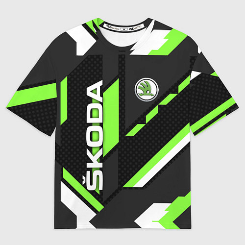 Мужская футболка оверсайз ШКОДА ГЕОМЕТРИЯ ЛИНИИ SKODA GEOMETRY SPORT / 3D-принт – фото 1