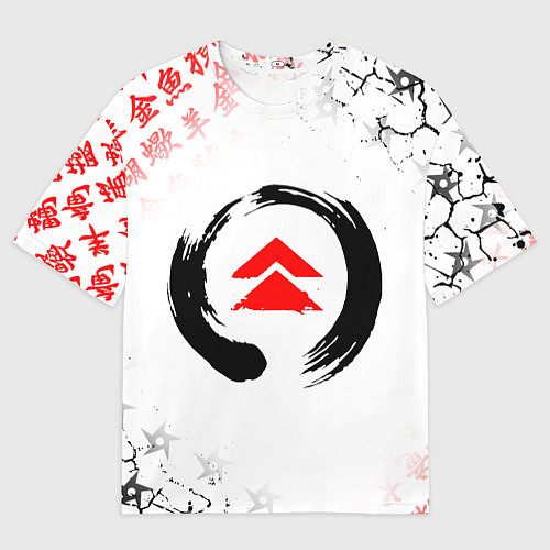 Мужская футболка оверсайз ПРИЗРАК ЦУСИМЫ ЭМБЛЕМА GHOST OF TSUSHIMA / 3D-принт – фото 1